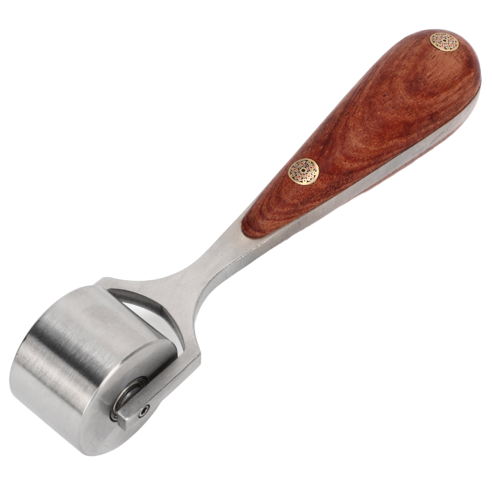 NFTIGB Leather Press Edge Roller Tool with Rosewood Handle & Stainless Steel Wheel, 1-Inch Head, Heavy-Duty Handheld Flattener for DIY Leathercrafting, Gluing, and Stitching Projects