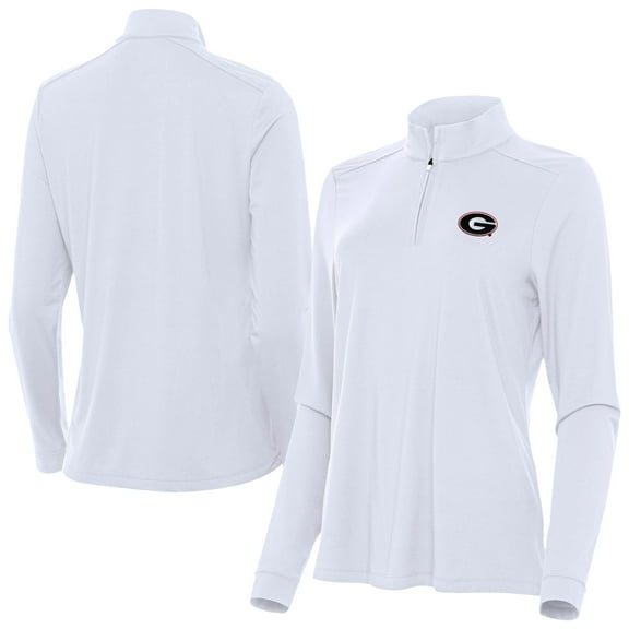 Women's Antigua White Georgia Bulldogs Intent Quarter-Zip Top
