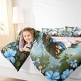 thumbnail image 4 of Feelyou Cartoon Cute Gnome Full Size Comforter Sets for Kids, Blue Flower Floral Bedding Comforter Set, St. Patrick's Day Reversible Bedding Sets, Super Cozy Room Decor, 3 Pieces, 4 of 8
