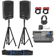 Samson Expedition XP800 800w Portable 8" PA DJ Speakers+Mixer+Stands+Headphones