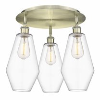 Innovations Lighting Cindyrella - 3 Light 19" Flush Mount Antique Brass/Clear