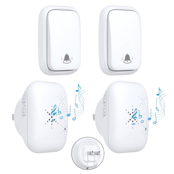 Cerhot Timbre inalámbrico autoalimentado con enchufe estadounidense, sin batería, distancia de 100 m, 38 canciones, botón de timbre para puerta, timbre para exteriores, inalámbrico, resistente al agua
