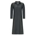 thumbnail image 5 of AherBiu Maxi Dresses for Women Plus Size Long Sleeve Lapel V Neck Business Casual Shirt Tall Dress, 5 of 7