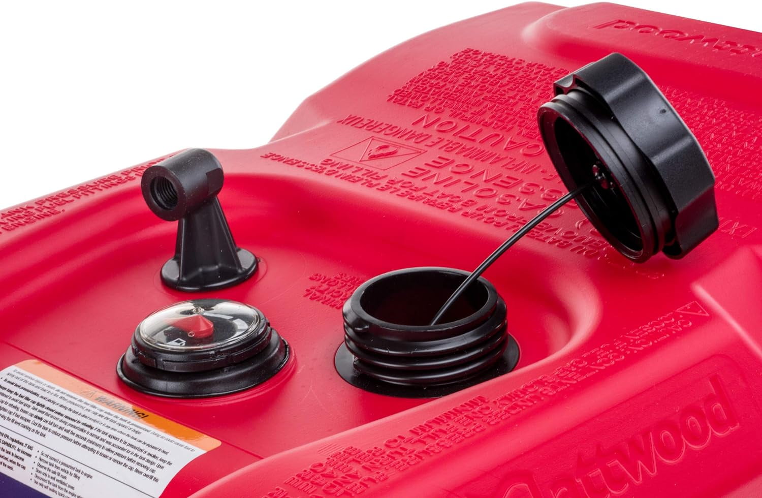 Attwood 6-Gallon Portable Fuel Tank with Fuel Gauge, Red