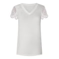 thumbnail image 5 of PATLOLLAV Summer Tops,Ladies Womens Tshirts V Neck Lace Trim Short Sleeve Tops Fashion Casual Tees, 5 of 6