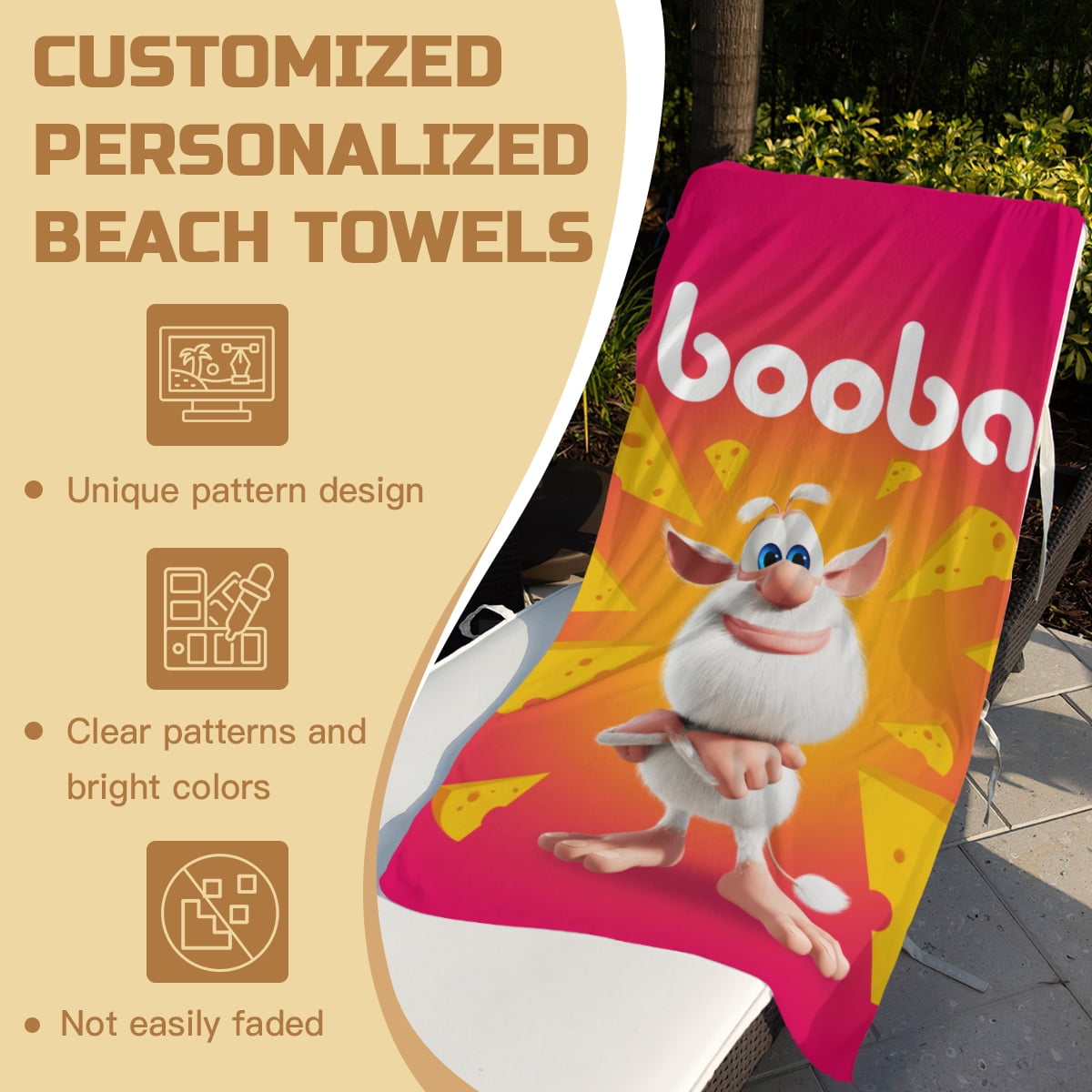 Booba Beach Towel Gift for Girls Boys 30"x60" Quick Drying Microfiber