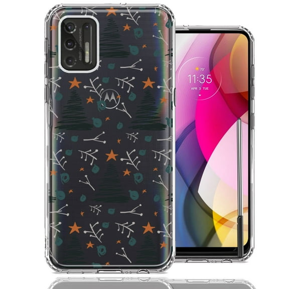 MUNDAZE For Motorola Moto G Stylus 2021 Holiday Christmas Trees Design Double Layer Phone Case Cover