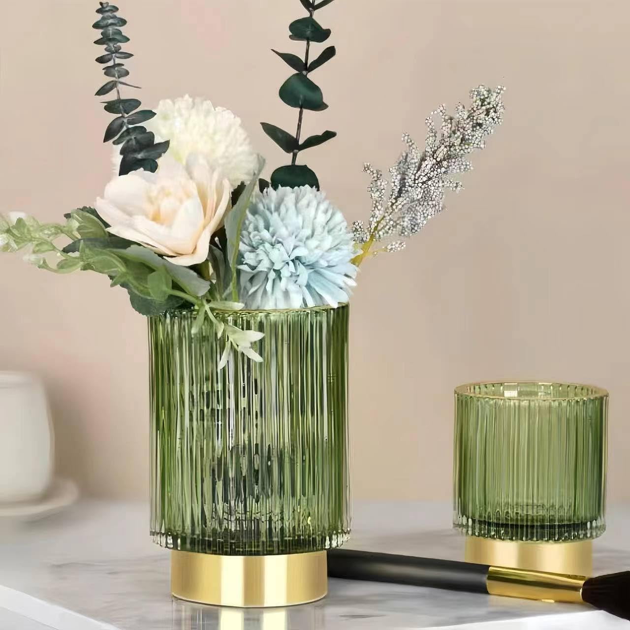 ABPETE Exquisite Pen Holder for Desk Cute Office Supplies  Decor Kawaii Workspace Accessories Boho Makeup Organizer for Women Girls Pencil Cup Aesthetic Clear Caddy for Home Office(Large Green)