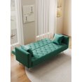 thumbnail image 4 of 71" Convertible Love Seat Sofa Bed - American Retro Velvet 3-Position Adjustable Back, Fold-Down Sleeper for Small Spaces, Living Room, Bedroom & Office (Green), 4 of 14