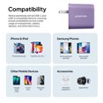 thumbnail image 5 of Powertek 20W USB-C + USB-A Wall Charger, Fast Charging Power Delivery Cube, Dual Port Compact Charger, Purple, 5 of 6