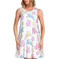 thumbnail image 1 of Balery Easter Colorful Rabbit Vestidos de verano para mujer con estampado: vestido holgado sin mangas, vestido playero informal y cómodo para días calurosos., 1 of 7