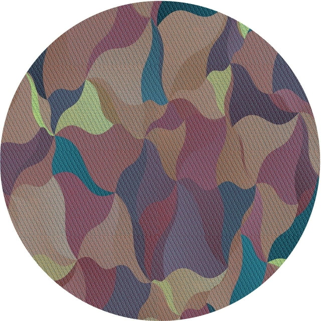 Ahgly Company Tapis d'Intérieur Rond Lavable en Machine Gris Transitionnel, 5 Pieds Rond