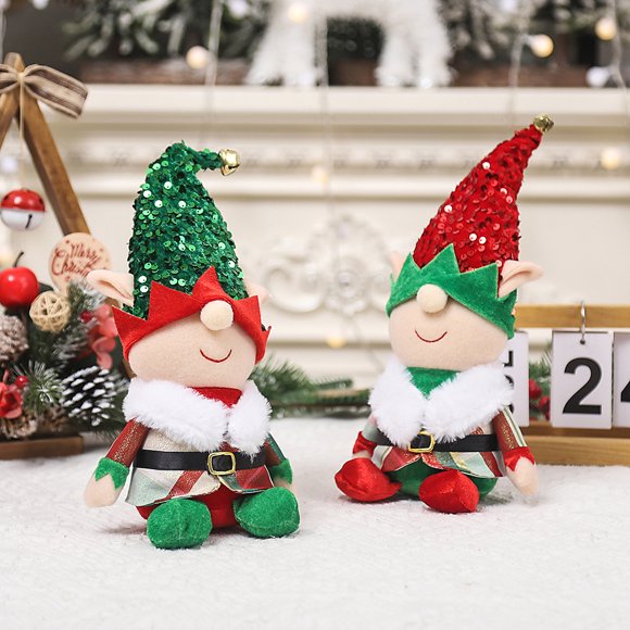 YAOMOBB Holiday Gift Elf Doll Christmas Elf Plush Decoration Cute Faceless Gnome Ornament with Sequin Hat Home Kitchen Décor