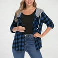 thumbnail image 5 of Felirenzacia Womens Plaid Shacket Jacket Long Sleeve Button Down Fleece Hooded Jackets Warm Coat, 5 of 5