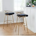thumbnail image 3 of LumiSource Gold Metal, Black Velvet Charlotte Glam 30" Fixed-Height Barstool - Set of 2, 3 of 4