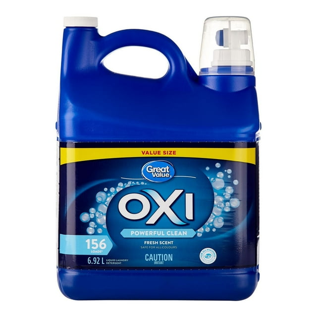 Great Value Oxi Liquid Laundry Detergent, Fresh Scent, 6.92 Litres, 156 Wash Loads
