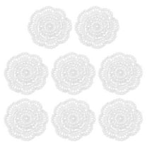 Crochet Doilies, 8Pcs 4" Cotton Woven Fabric Coasters, Lace Round Handmade Coasters with Floral Pattern for Wedding Party Decoration (White)