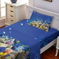 thumbnail image 2 of Ambesonne Underwater Fitted & Top Sheet Set with Sham, Caribbean Seascape, Blue Beige, 2 of 5
