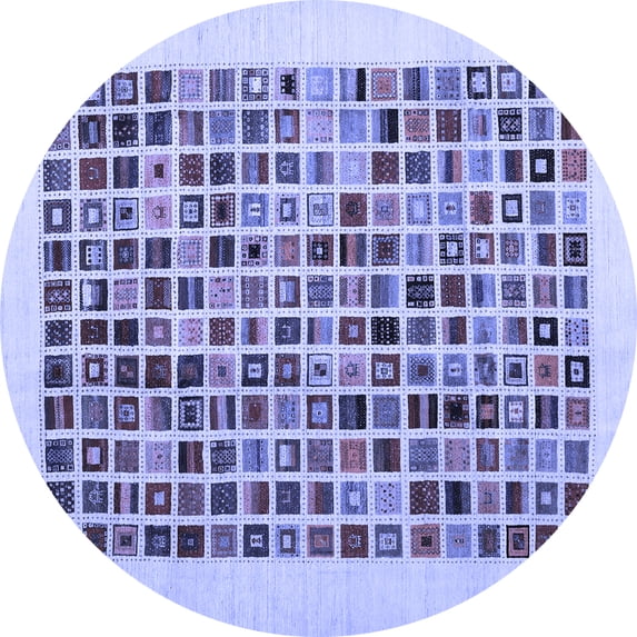 Ahgly Company Indoor Round Abstract Blue Contemporary Area Rugs, 8' Round