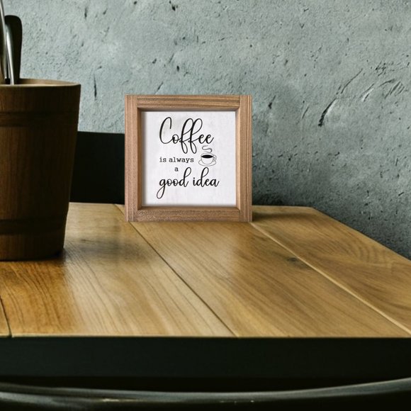 OULII Wall Decor for Kitchen Coffee Sign Plaque Wood Ambiance Enhancement for Coffee Lovers 1Set
