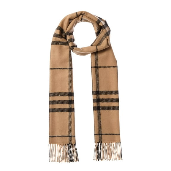 Burberry Check Wool Scarf, Brown