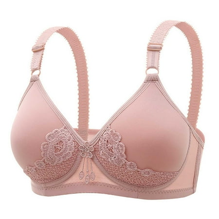 YWDJ Lounge Bras for Women Plus Size Back Closures Lounge Bras No Wires Comfortable Bras Adjustable Straps Full Coverage Push up Hollow Bras Padded Comfort Wide Strap Bras Wrap Sleep Bras Pink XL