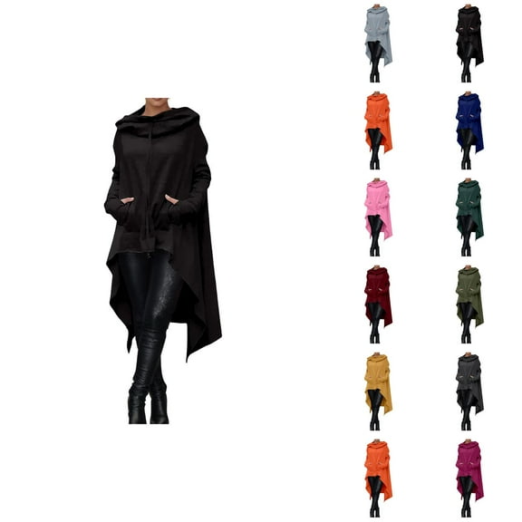 Women Asymmetrical Hem Hoodie Casual Irregular Hooded Sweatshirt Ladies Long Tunic Hoodies Pullover Tops