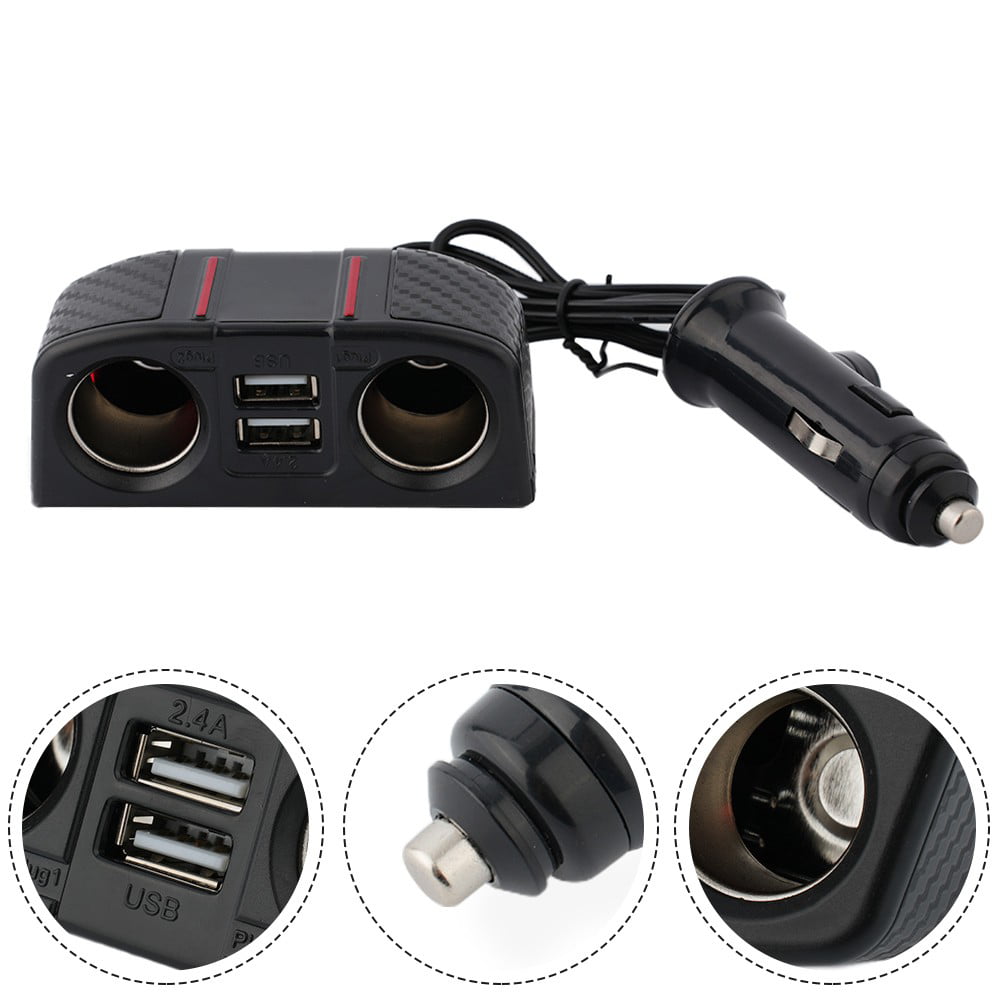 Car Lighter Socket Dual USB Charger Splitter 12V Outlet Power Adapter 