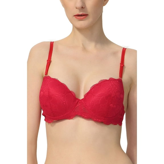 phistic Women Lace Overlay Extreme Push Up Bra (34A-36C)