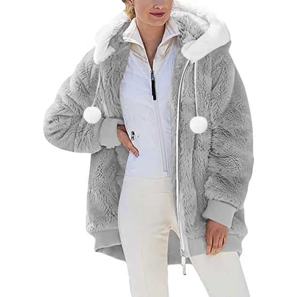 Abrigos y chaquetas casuales de manga larga con capucha, abrigos de invierno para mujer, chaqueta polar con capucha, cárdigan de patchwork con bloques de color, abrigo con bolsillo, abrigo para mujer