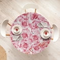 thumbnail image 4 of Ambesonne Roses and Flamingos Fitted Round Tablecloth, Pink Blooms, 45"- 56" Diameter, Pink Salmon, 4 of 5