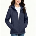 thumbnail image 6 of VEKDONE Big Boys Girls Lightweight Windbreaker Kids Hooded Full Zip Jacket Windproof Outdoor Casual School Active Outerwear Navy,12-13Years, 6 of 8
