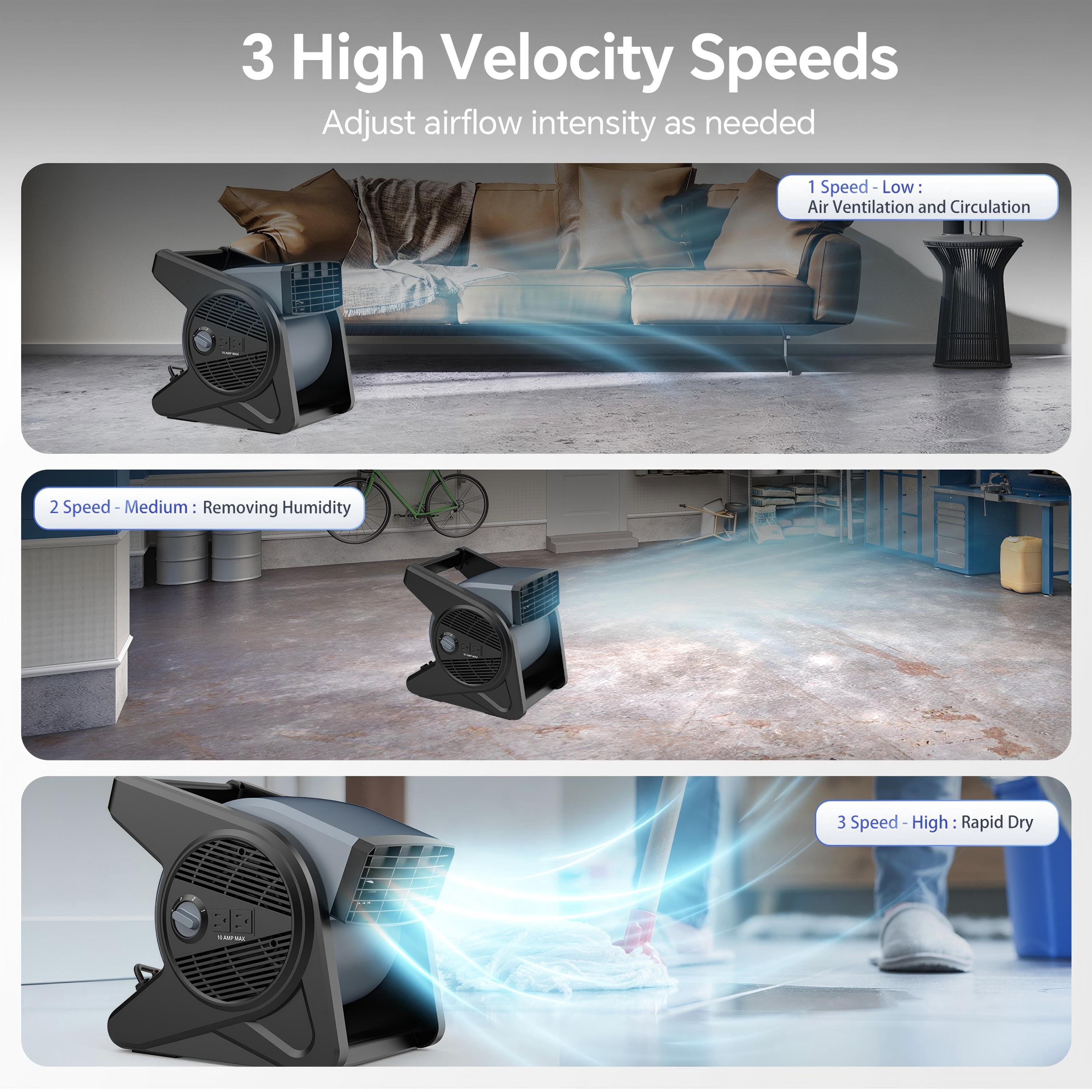 Shinic 15'' Pivoting Blower Fan, Portable High Velocity Air Mover, 3 Speeds Cooling Ideal for Office Garage Gym Home Use