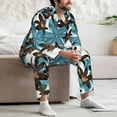 thumbnail image 5 of Mens Pajamas Set, Dark Brown Lilies Flowers Button Down Long Sleeve Loungewear Sleepwear Pjs sets for Men, 5 of 5