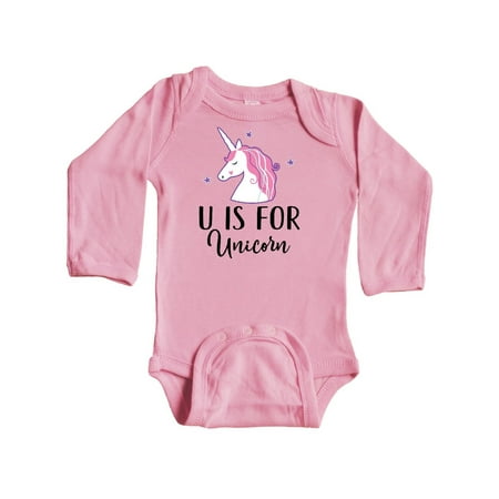 

Inktastic Unicorn Letter U Alphabet Gift Baby Girl Long Sleeve Bodysuit
