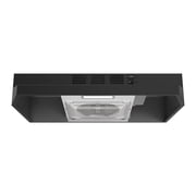 FIREGAS Black Range Hood, 24 inch Under Cabinet Range Hood with 2 Speed Exhaust Fan,Ducted/Ductless Convertible,Rocker Button Control,300 CFM,Aluminum Filter