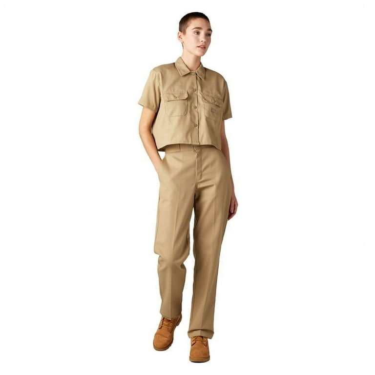Dickies Women's Cropped Work Shirt, Khaki, 2X - Walmart.com