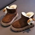 thumbnail image 4 of YMNXA Big Boys Girls Booties Non Slip Solid Color Cartoon Detail Soft Sole Plush Warm Comfortable Shoes For Daily Wear Brown 4.5-5 Years, 4 of 9