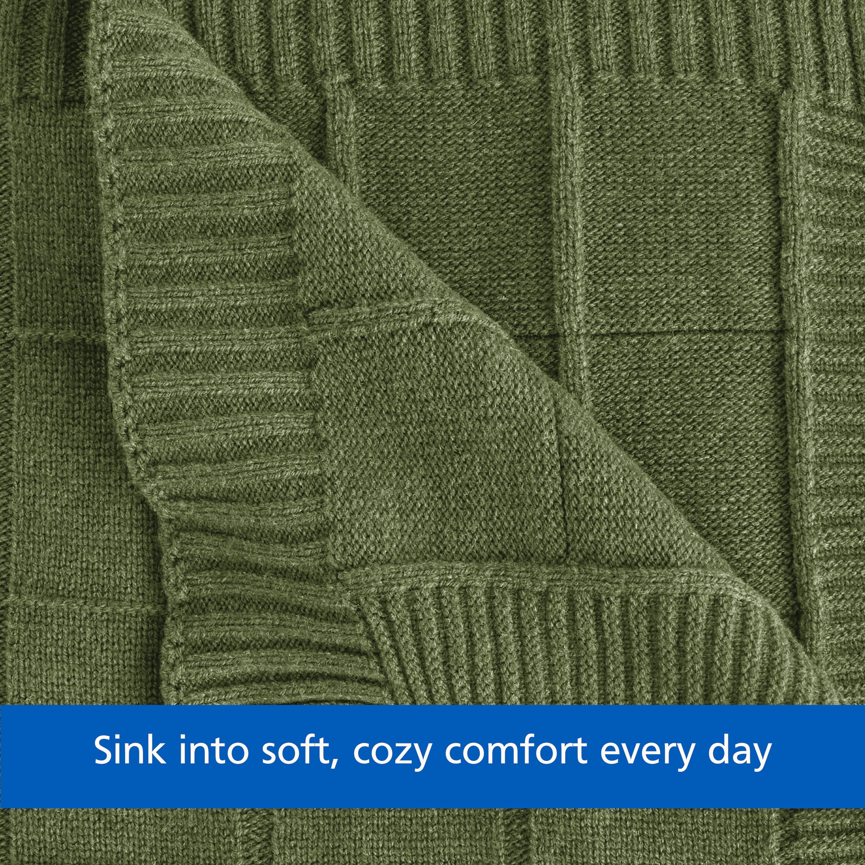 Mainstays Windowpane Throw Blanket, Mossy Green, 50 x 72 in