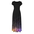 thumbnail image 4 of RKSTN Robes d'Été pour Femmes 2023 Mode Été Imprimé Floral Longues Jupes Décontractées Col Rond Manches Courtes Boho Plage Robe Maxi, 4 of 4
