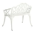 thumbnail image 4 of Gzxs Patio Balcony Bench, Anti-Rust Cast Aluminum Patio Garden Bench for Park Yard Outdoor Furniture, Tulip Floral Design, White, 4 of 9