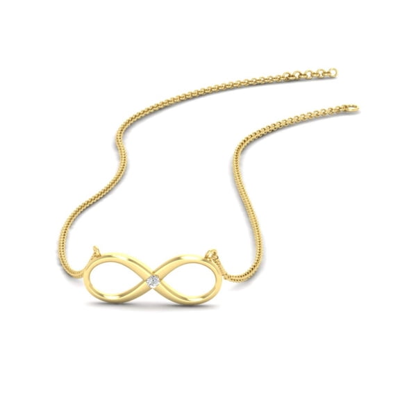 Double Heart Pendant for Her 1/10 Ct Lab Grown Diamond Infinity Love Necklace in Yellow Gold Plated Silver with 18" Chain