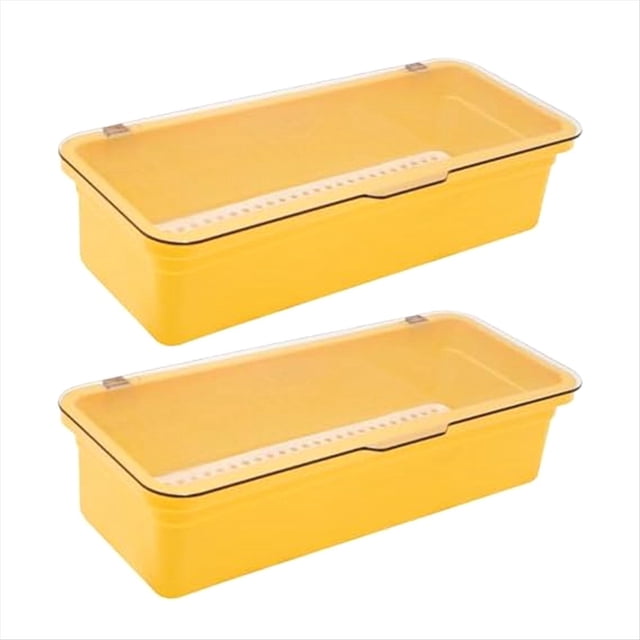 Bandeja para Cubiertos con Tapa,Almacenamiento Utensilios con Tapa Bandeja para Cubiertos PláStico,Organizador Cajones para Cubiertos Contenedor de Almacenamiento de UtensiliosA