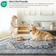 thumbnail image 5 of 9'x12' Area Rugs, Machine Washable Non Slip Area Rug for Living Room, Soft Low Pile Vintage Print Pattern Indoor Bedroom Thin Carpet, Navy Blue, 5 of 5