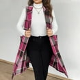 thumbnail image 3 of Womens Plaid Long Vest Jacket Sleeveless Open Front Lapel Oversized Coat Fashion Lightweight Loose Fall Winter Outerwear, 3 of 4