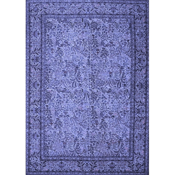 Ahgly Company Machine Washable Indoor Rectangle Persian Blue Traditional Area Rugs, 7' x 9'