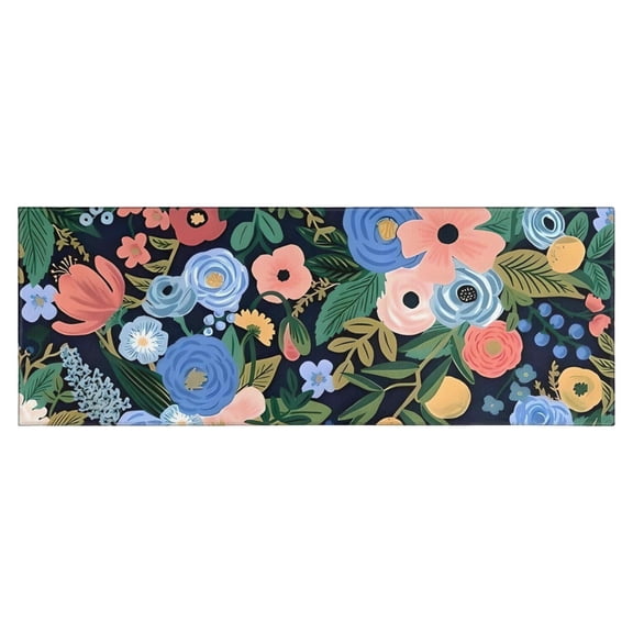 Pioneer Flower Floral Print Pattern Kitchen Rug Mat,Kitchen Runner Rugs Non Skid Washable,Decorative Kitchen Floor Mats for Kitchen,Sink,Laundry,17"X47"