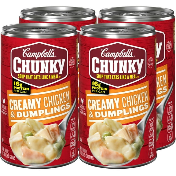 Campbell's Chunky Soup, Creamy Chicken & Dumplings Soup, 18.8 Ounce Can (Pack of 4)
