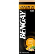 Bengay Pain Relieving Lidocaine Cream Topical Analgesic, Ginger Citrus Scent 3 oz (Pack of 6)