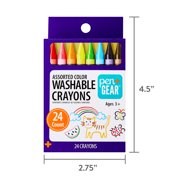 Pen+Gear Assorted Color Washable Crayons, 24 Count